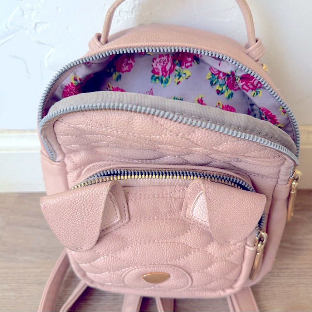 Betsy Johnson puppy Rose quilted backpack purse pastel pink